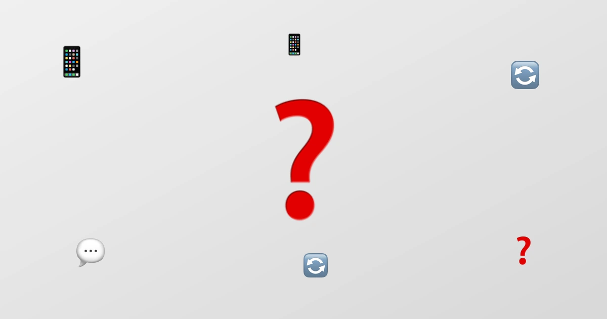 Tanda tanya besar mewakili kotak OBJ misterius yang muncul di chat saat emoji gagal ditampilkan